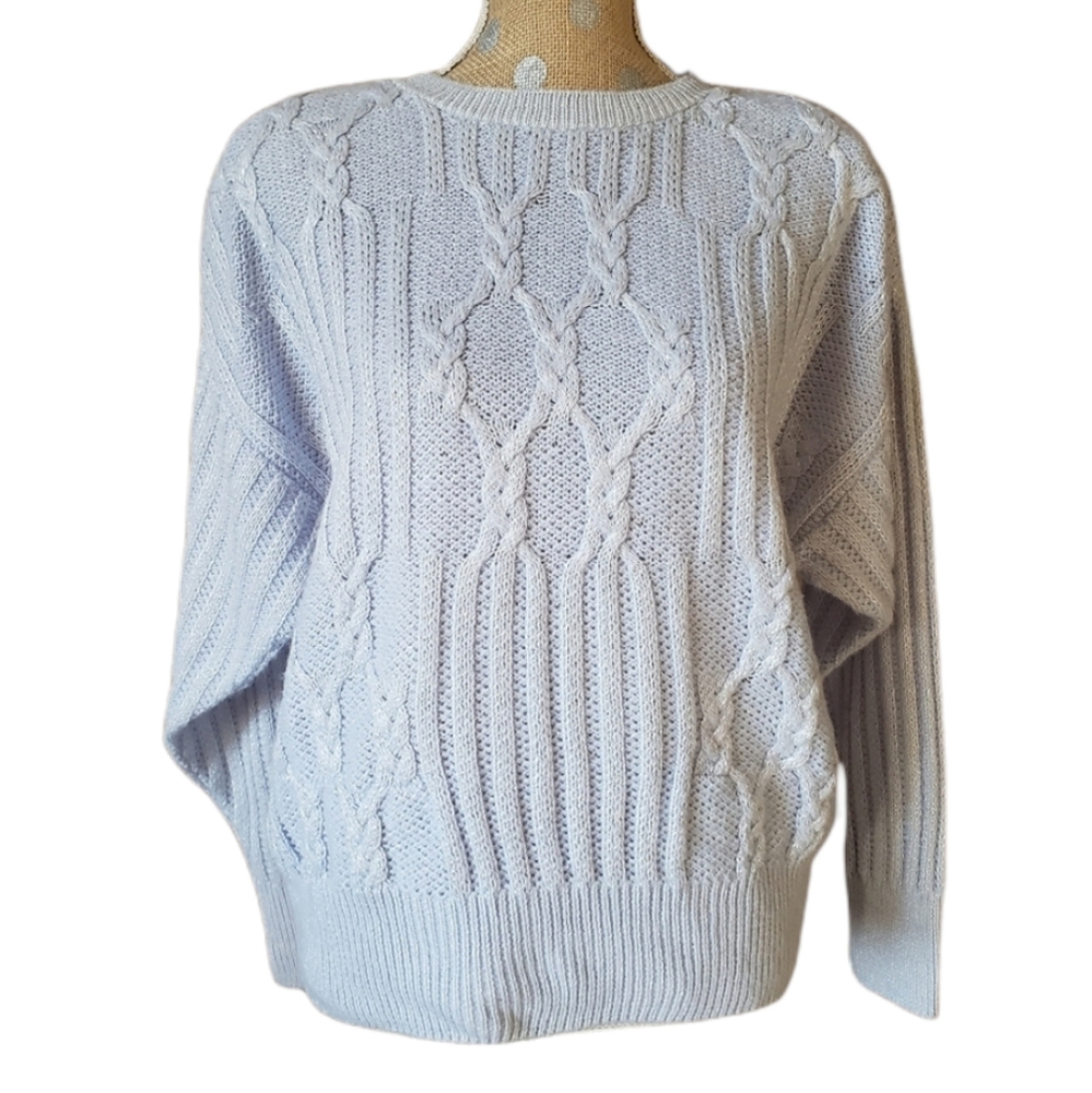 Chunky knit baby blue sweater large vintage
